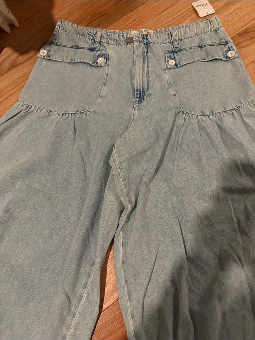 Light Blue Women's Denim Jeans - Casual Wide-Leg